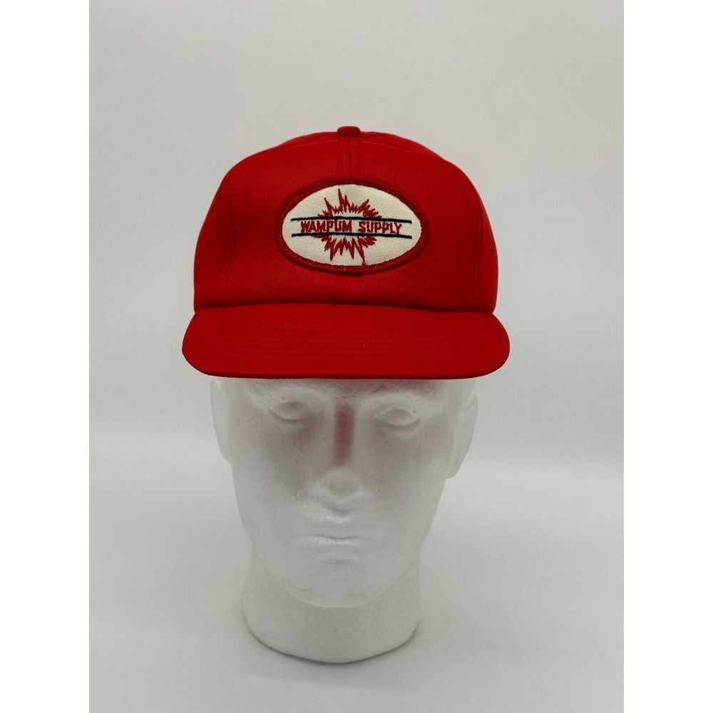 VINTAGE Cardinal Hat Adult S/M Red Wampum Hardware Trucker Snapback Cap Mens